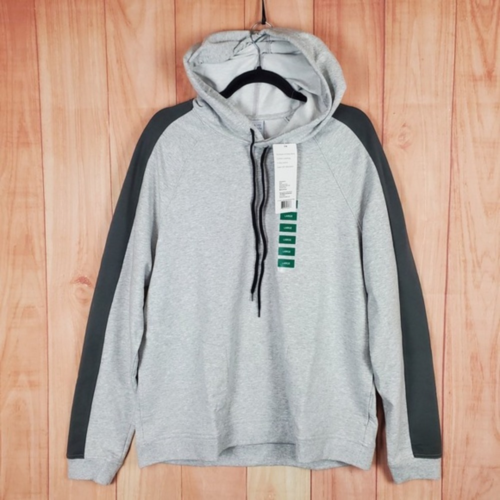 Berkley Jensen Hoodie Mens Large Heather Gray Black Stretch Moisture Wicking